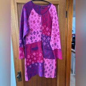 Gudrun Sjoden Pink and Purple Floral Cardigan XL